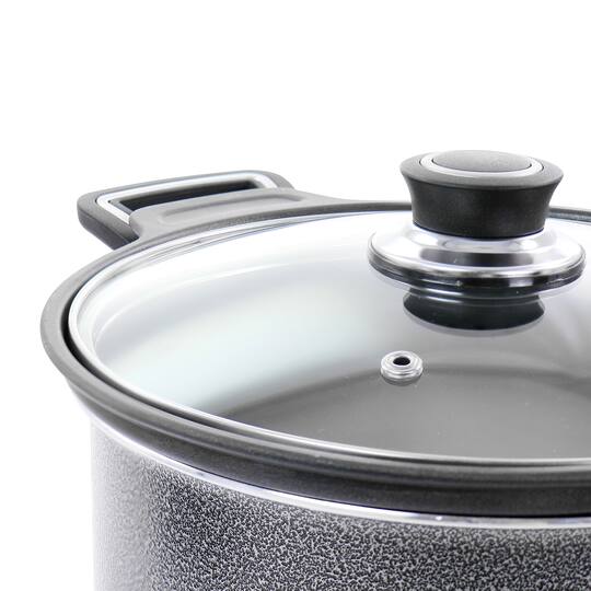 Oster Clairborne 3-Piece Charcoal Gray Aluminum Nonstick Pasta Pot with Lid